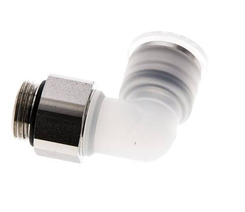 Codo de 90 grados 12mm x G3/8'' con rosca macho PA/Acero inoxidable EPDM Giratorio