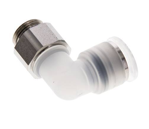 Codo de 90 grados 12mm x G3/8'' con rosca macho PA/Acero inoxidable EPDM Giratorio