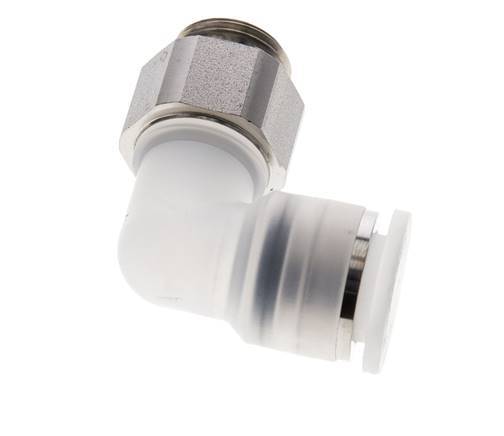 Codo de 90 grados 12mm x G3/8'' con rosca macho PA/Acero inoxidable EPDM Giratorio