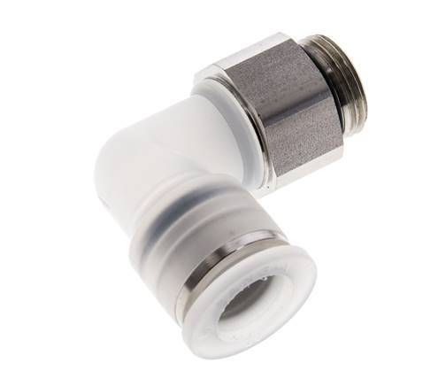 Codo de 90 grados 12mm x G3/8'' con rosca macho PA/Acero inoxidable EPDM Giratorio