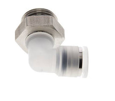Codo de 90 grados 10mm x G1/2'' con rosca macho PA/Acero inoxidable EPDM Giratorio