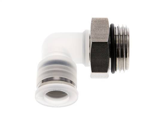 Codo de 90 grados 10mm x G1/2'' con rosca macho PA/Acero inoxidable EPDM Giratorio