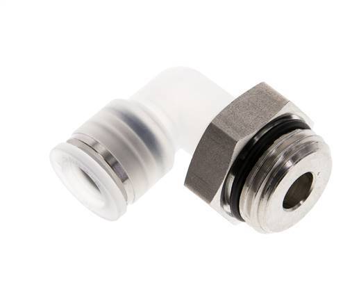 Codo de 90 grados 10mm x G1/2'' con rosca macho PA/Acero inoxidable EPDM Giratorio