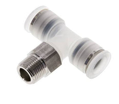 12mm x R3/8'' Inline Tee Push-in Fitting with Male Threads PA/Stainless Steel EPDM FDA Rotatable