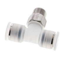 12mm x R3/8'' Inline Tee Push-in Fitting with Male Threads PA/Stainless Steel EPDM FDA Rotatable