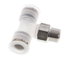 12mm x R3/8'' Inline Tee Push-in Fitting with Male Threads PA/Stainless Steel EPDM FDA Rotatable