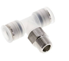 12mm x R3/8'' Inline Tee Push-in Fitting with Male Threads PA/Stainless Steel EPDM FDA Rotatable