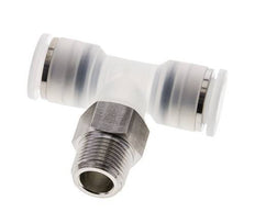 12mm x R3/8'' Inline Tee Push-in Fitting with Male Threads PA/Stainless Steel EPDM FDA Rotatable