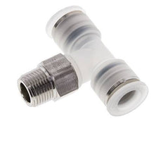 12mm x R3/8'' Inline Tee Push-in Fitting with Male Threads PA/Stainless Steel EPDM FDA Rotatable