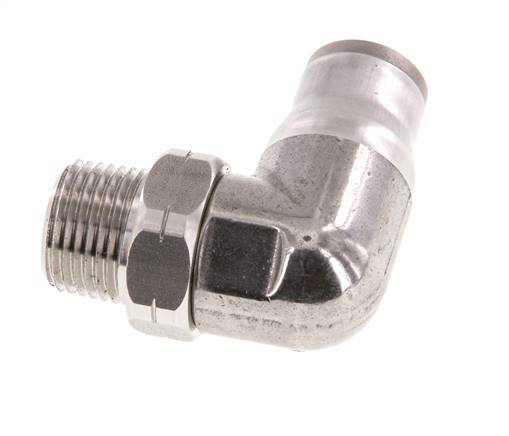 Codo de 12mm x 3/8'' NPT 90deg con rosca macho Acero inoxidable FKM Giratorio