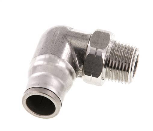 Codo de 12mm x 3/8'' NPT 90deg con rosca macho Acero inoxidable FKM Giratorio