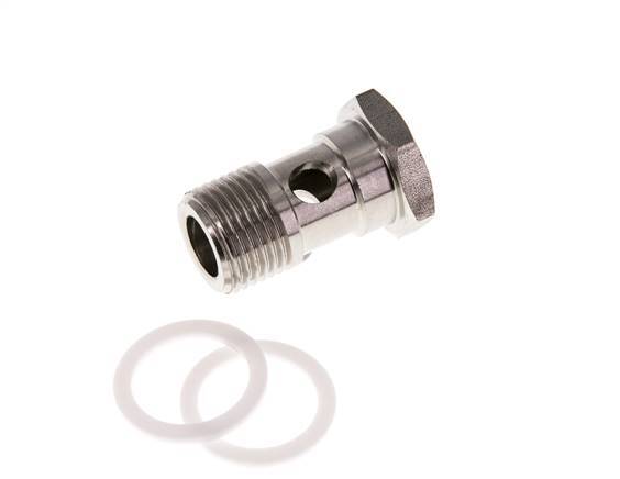 Perno Banjo de 1 vías de acero inoxidable con rosca macho G1/2'' PTFE L42mm