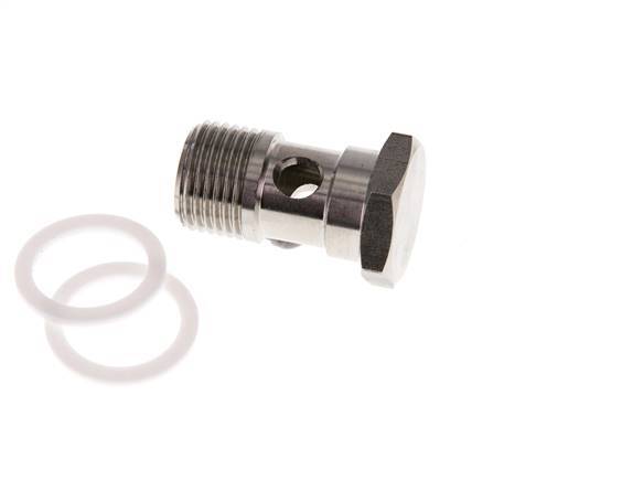 Perno Banjo de 1 vías de acero inoxidable con rosca macho G1/2'' PTFE L42mm