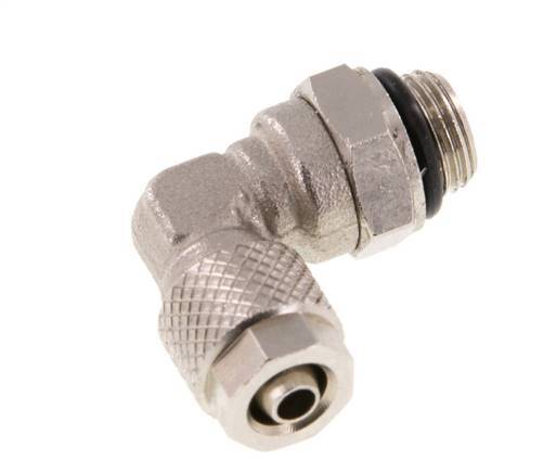 Codo de Latón Niquelado 6x4 & G1/8'' Rosca Macho NBR Giratoria [2 piezas]