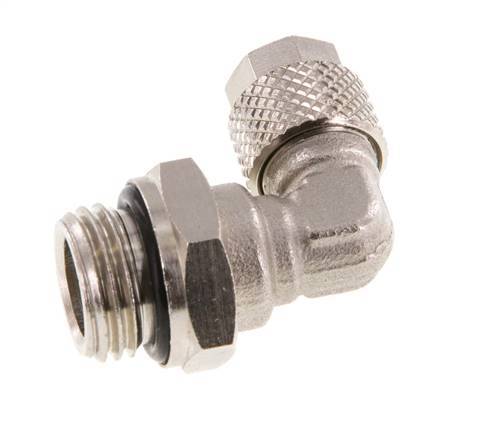 Codo de Latón Niquelado 6x4 & G1/4'' Rosca Macho NBR Giratoria [2 piezas]