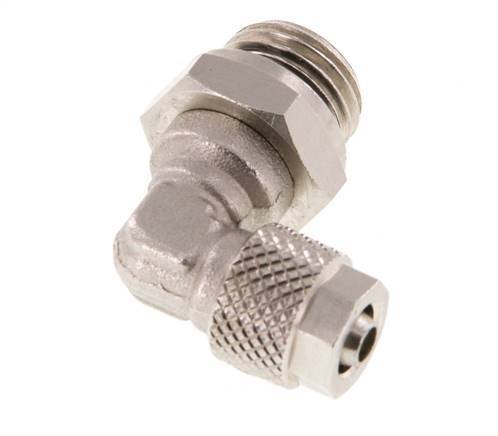 Codo de Latón Niquelado 6x4 & G1/4'' Rosca Macho NBR Giratoria [2 piezas]
