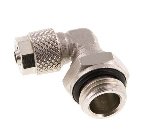 Codo de Latón Niquelado 6x4 & G1/4'' Rosca Macho NBR Giratoria [2 piezas]