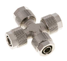 Conector Latón Niquelado en Cruz 8x6 de Rosca