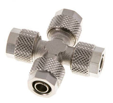 Conector Latón Niquelado en Cruz 8x6 de Rosca