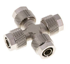 Conector Latón Niquelado en Cruz 8x6 de Rosca