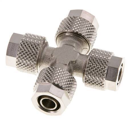 Conector Latón Niquelado en Cruz 8x6 de Rosca