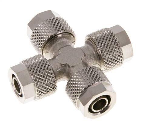Conector Latón Niquelado en Cruz 8x6 de Rosca