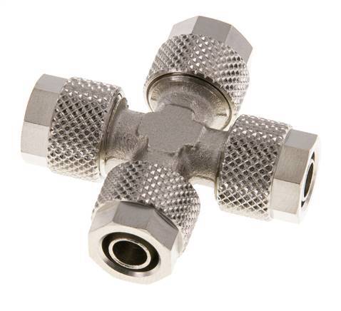 Conector Latón Niquelado en Cruz 8x6 de Rosca