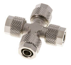 Conector Latón Niquelado en Cruz 8x6 de Rosca