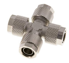 Conector Latón Niquelado en Cruz 10x8 de Rosca
