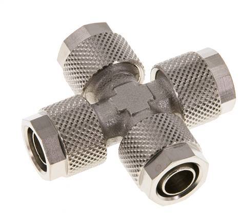 Conector Latón Niquelado en Cruz 10x8 de Rosca