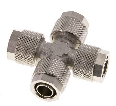 Conector Latón Niquelado en Cruz 10x8 de Rosca