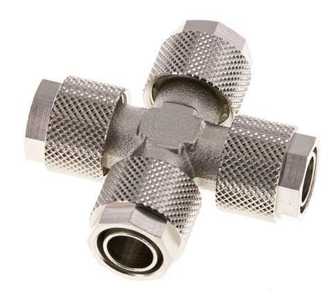Conector Latón Niquelado en Cruz 12x10 de Rosca
