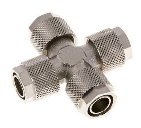 Conector Latón Niquelado en Cruz 12x10 de Rosca