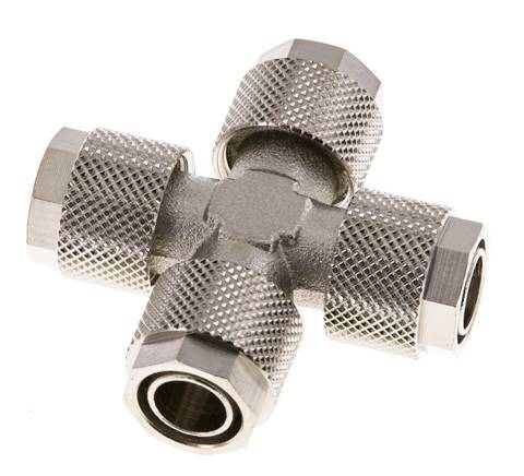 Conector Latón Niquelado en Cruz 12x10 de Rosca