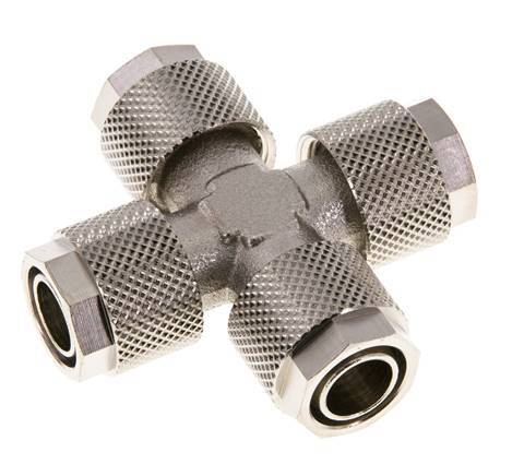 Conector Latón Niquelado en Cruz 12x10 de Rosca