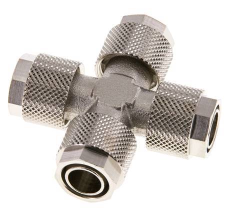Conector Latón Niquelado en Cruz 12x10 de Rosca