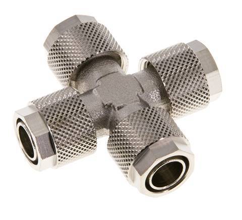 Conector Latón Niquelado en Cruz 12x10 de Rosca