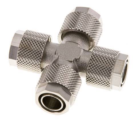 Conector Latón Niquelado en Cruz 12x10 de Rosca