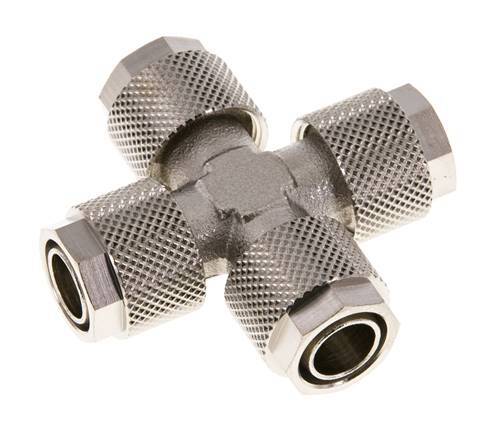 Conector Latón Niquelado en Cruz 12x10 de Rosca