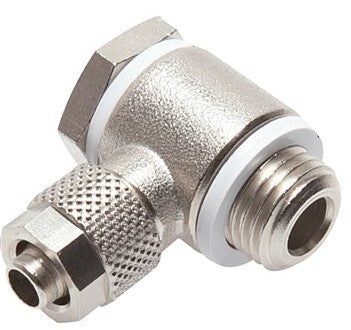 Conector Banjo de Latón Niquelado 6x4 & G1/8'' Rosca Macho con Junta Tórica Giratoria [2 piezas]