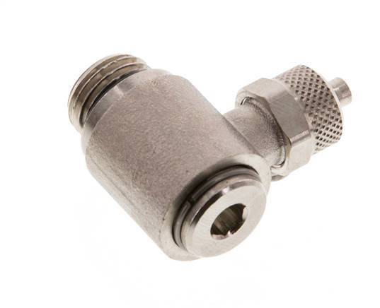 Codo Latón Niquelado 6x4 & G1/4'' Rosca Macho Hexagonal Interior Giratoria