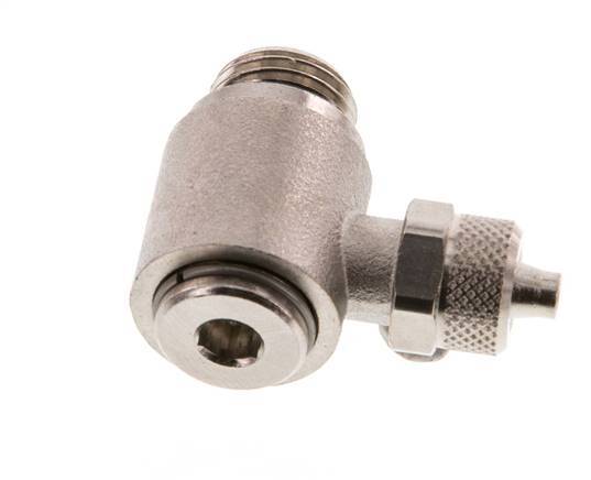 Codo Latón Niquelado 6x4 & G1/4'' Rosca Macho Hexagonal Interior Giratoria