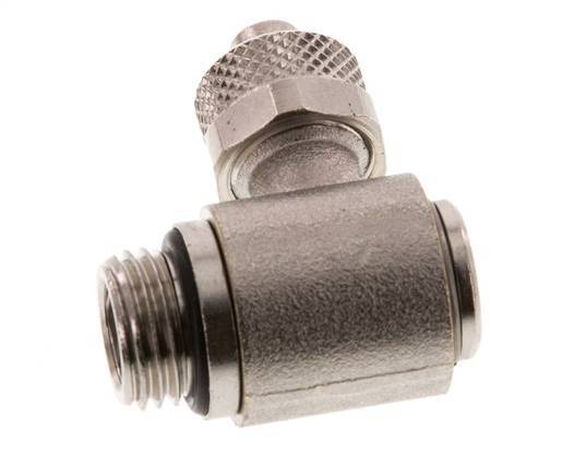 Codo Latón Niquelado 8x6 & G1/4'' Rosca Macho Hexagonal Interior Giratoria