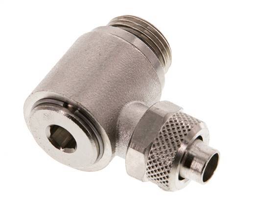 Codo Latón Niquelado 10x8 & G3/8'' Rosca Macho Hexagonal Interior Giratoria