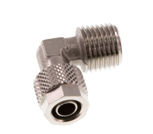 8x6 & R1/4'' Nickel plated Brass Elbow Push-on Fitting with Male Threads [5 Pieces]