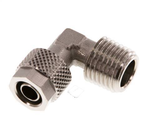 8x6 & R1/4'' Nickel plated Brass Elbow Push-on Fitting with Male Threads [5 Pieces]