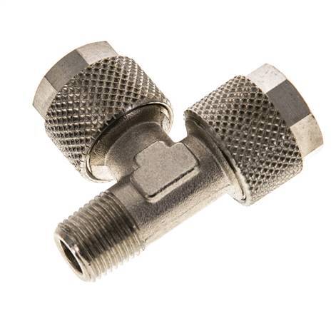 Conector Recto de Latón Niquelado en T 10x8 & R1/8'' Rosca Macho [2 piezas]