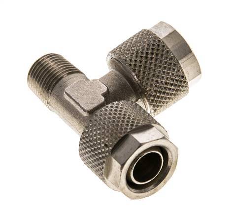 Conector Recto de Latón Niquelado en T 10x8 & R1/8'' Rosca Macho [2 piezas]