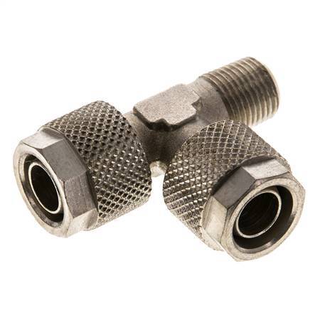 Conector Recto de Latón Niquelado en T 10x8 & R1/8'' Rosca Macho [2 piezas]