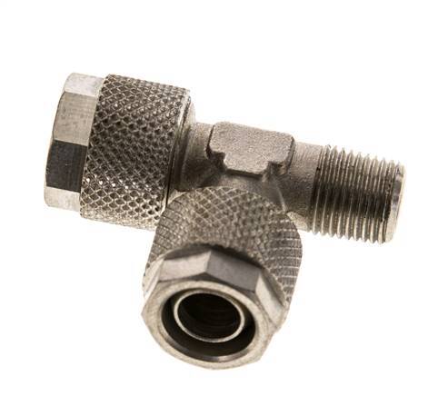 Conector Recto de Latón Niquelado en T 10x8 & R1/8'' Rosca Macho [2 piezas]